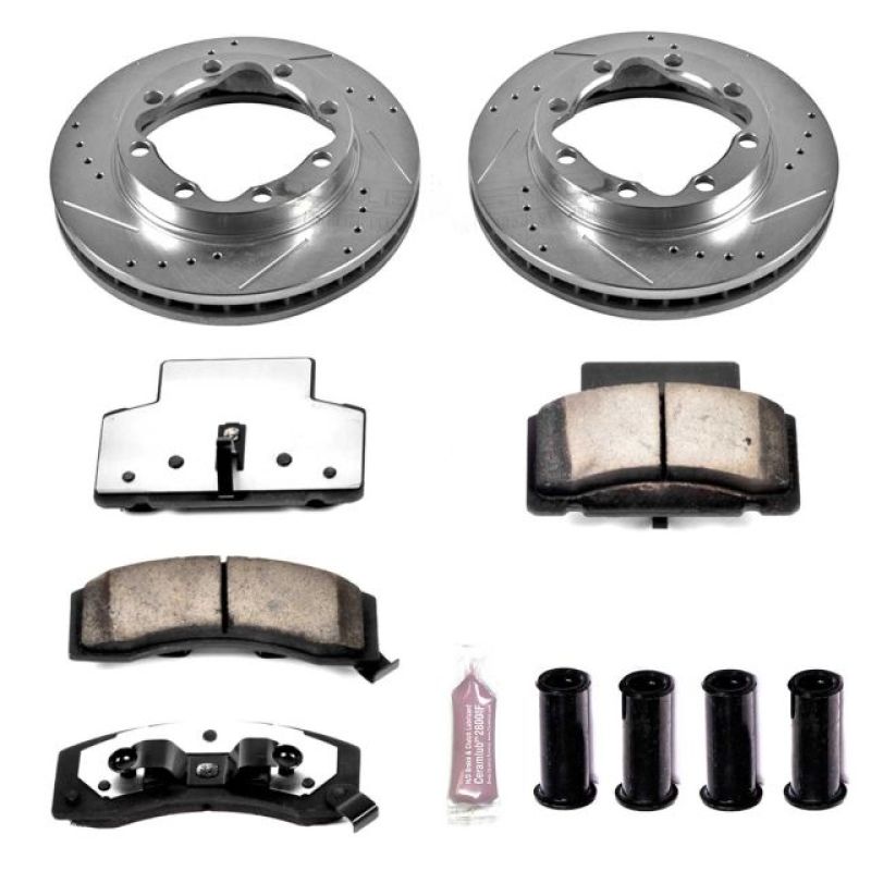 Chevrolet K3500 Brake Kit - Front - PowerStop - Drilled & Slotted Rotors + Carbon-Fiber Ceramic Pads - `90-`00