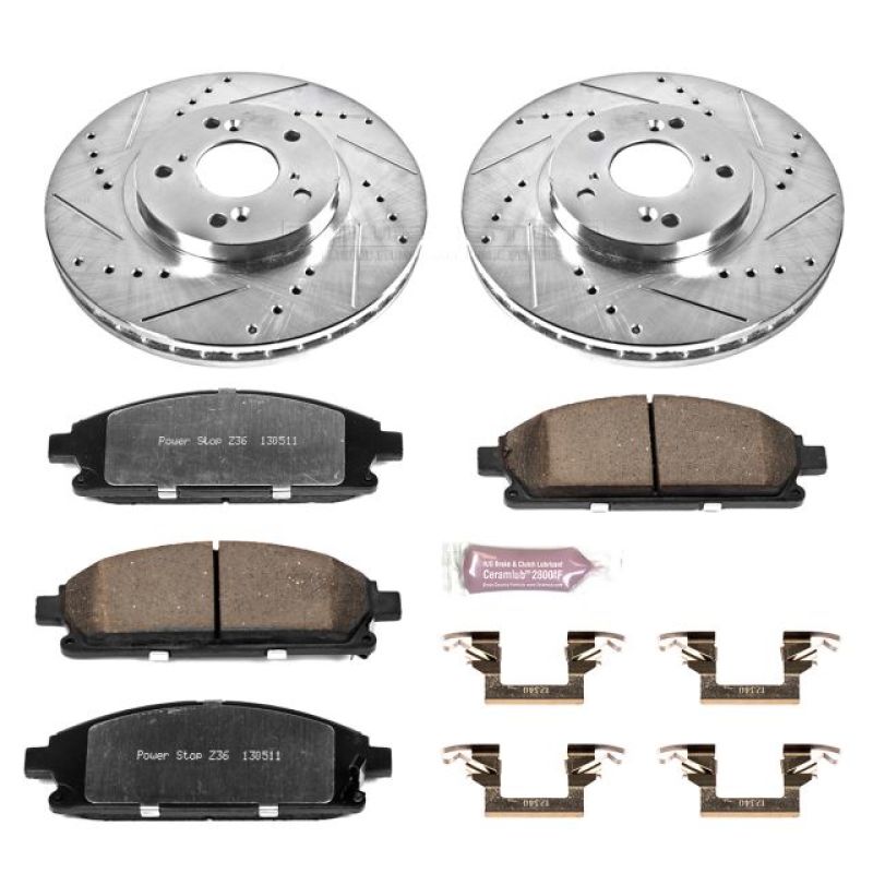 Acura MDX Brake Kit - Front - PowerStop - Z36 Truck & Tow with Drilled & Slotted Rotors + Carbon-Fiber Ceramic Pads - `03-`06