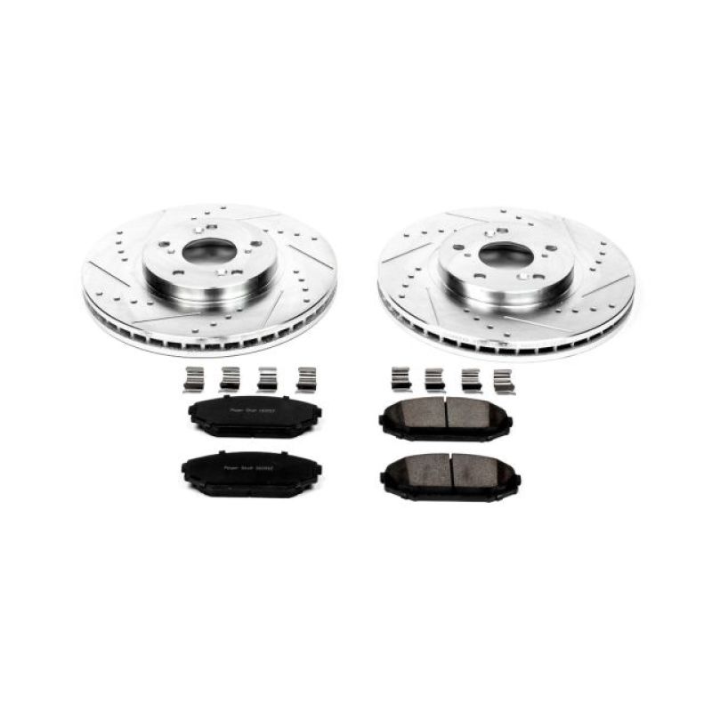 Acura MDX Brake Kit - Front - PowerStop - Drilled & Slotted Rotors + Carbon-Fiber Ceramic Pads - `01-`02