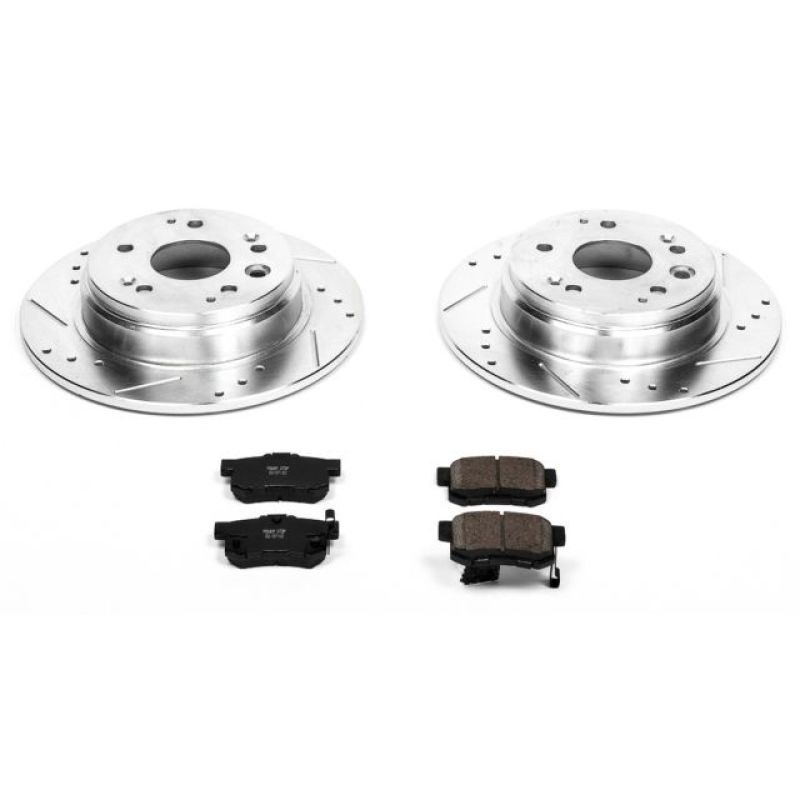 Acura TL Brake Kit - Rear - PowerStop - Drilled & Slotted Rotors + Carbon-Fiber Ceramic Pads - `99-`03