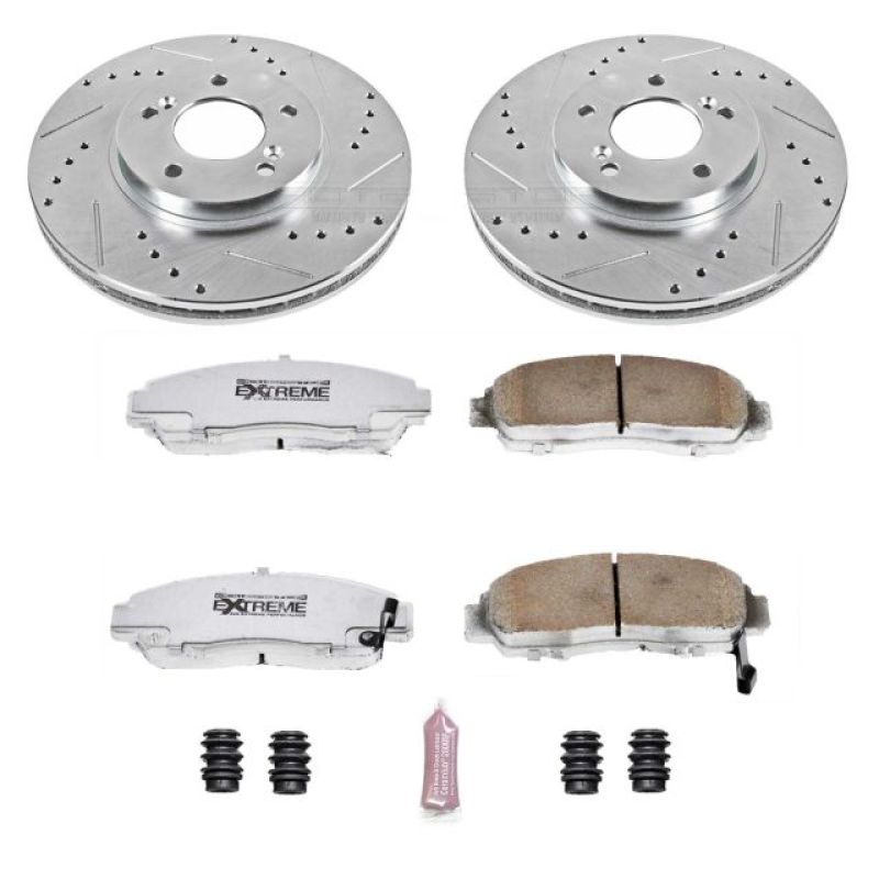 Acura RL Brake Kit - Front - PowerStop - Drilled & Slotted Rotors + Carbon-Fiber Ceramic Pads - `99-`04
