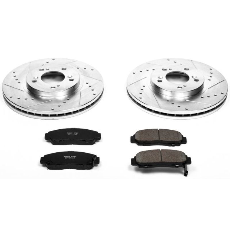 Acura RL Brake Kit - Front - PowerStop - Drilled & Slotted Rotors + Carbon-Fiber Ceramic Pads - `99-`04