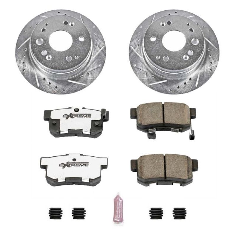 Acura CL Brake Kit - Rear - PowerStop - Z26 Street Warrior + Drilled & Slotted Rotors + Carbon-Fiber Ceramic Pads - `01-`03