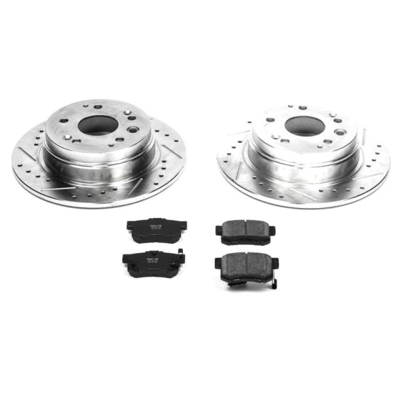 Acura CL Brake Kit - Rear - PowerStop - Drilled & Slotted Rotors + Carbon-Fiber Ceramic Pads - `01-`03