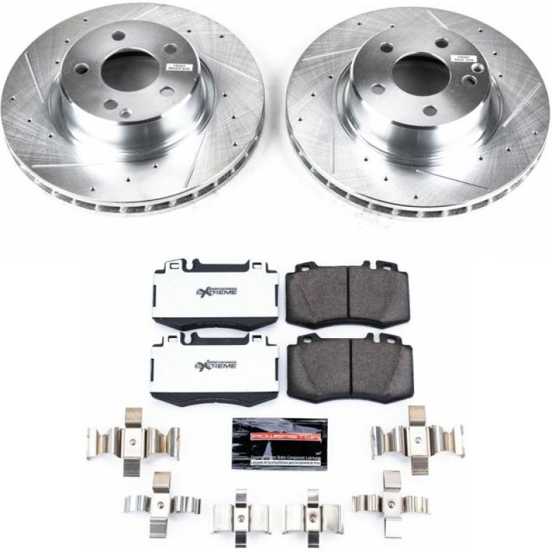 Mercedes-Benz CL500 Brake Kit - Front - PowerStop - Z26 Street Warrior + Drilled & Slotted Rotors + Carbon-Fiber Ceramic Pads - `03-`06