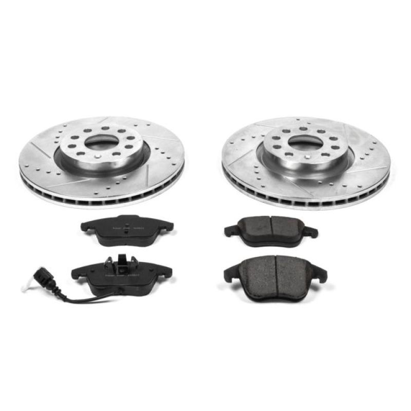 Audi Q3 Brake Kit - Front - PowerStop - Z23 Evolution Sport with Drilled & Slotted Rotors + Carbon-Fiber Ceramic Pads - `15-`18