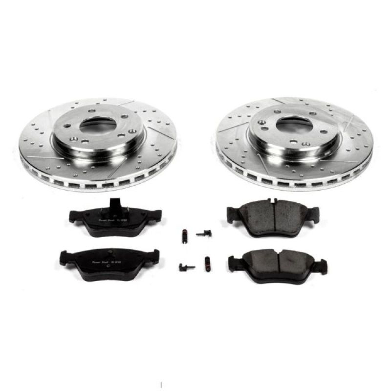 Mercedes-Benz C230 Brake Kit - Front - PowerStop - Z23 Evolution Sport with Drilled & Slotted Rotors + Carbon-Fiber Ceramic Pads - `99-`00