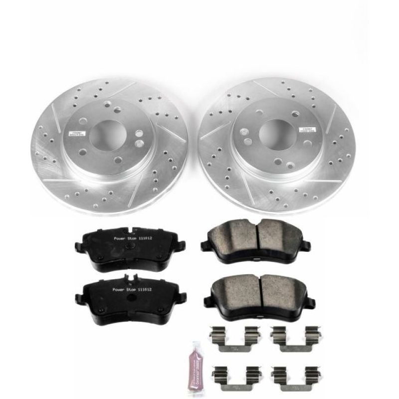 Mercedes-Benz C230 Brake Kit - Front - PowerStop - Drilled & Slotted Rotors + Carbon-Fiber Ceramic Pads - `02-`05