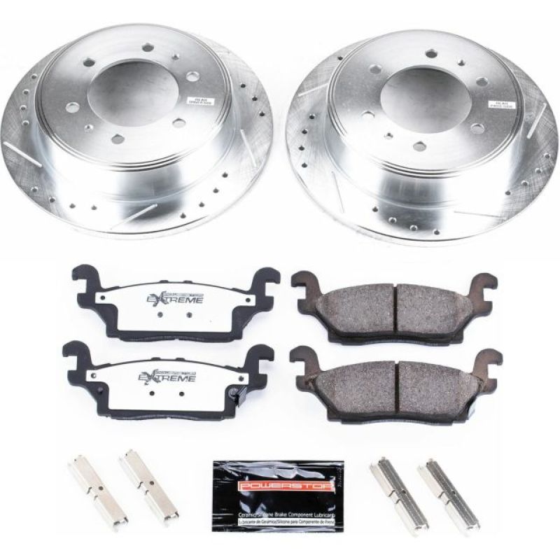 Hummer H3 Brake Kit - Rear - PowerStop - Drilled & Slotted Rotors + Carbon-Fiber Ceramic Pads - `06-`10