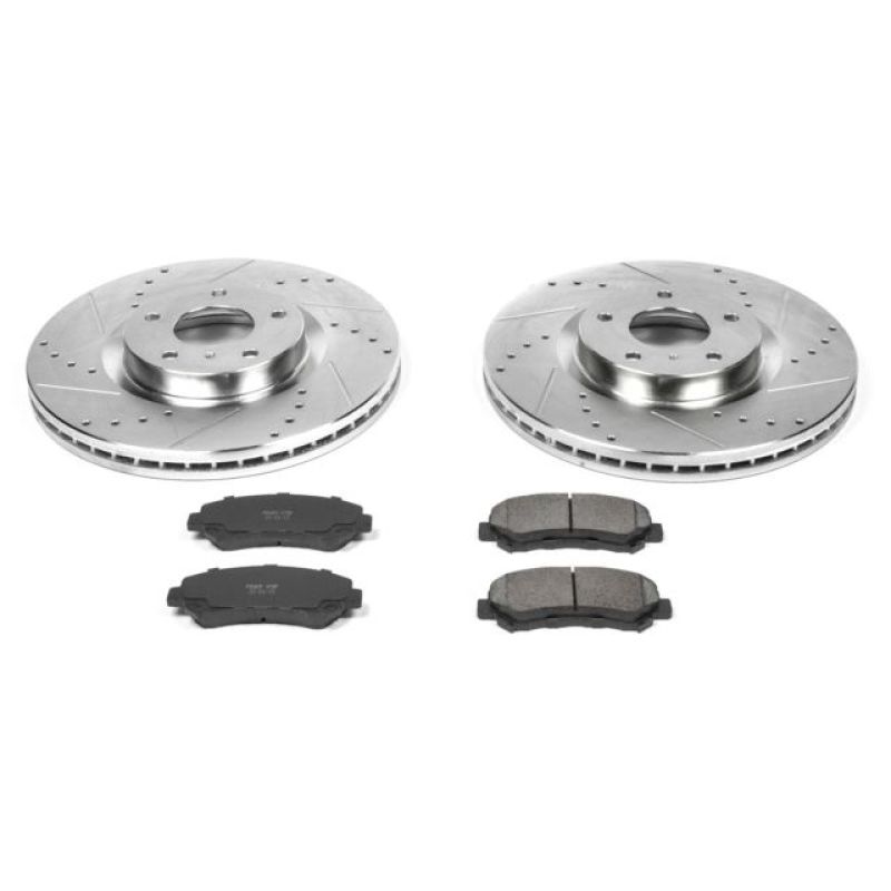 Nissan Maxima Brake Kit - Front - PowerStop - Drilled & Slotted Rotors + Carbon-Fiber Ceramic Pads - `09-`14