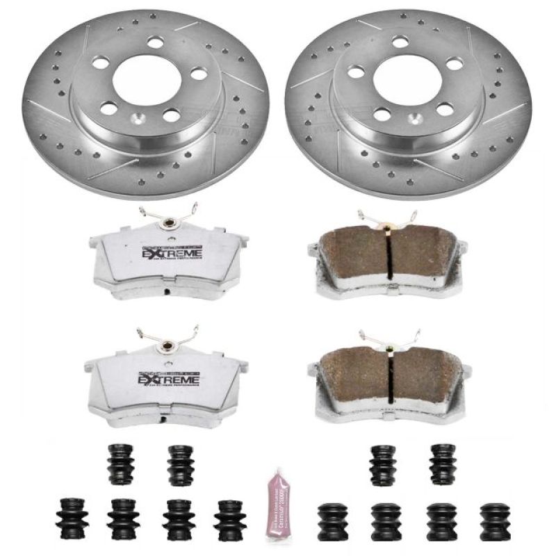 Audi TT Quattro Brake Kit - Rear - PowerStop - Drilled & Slotted Rotors + Carbon-Fiber Ceramic Pads - `00-`06