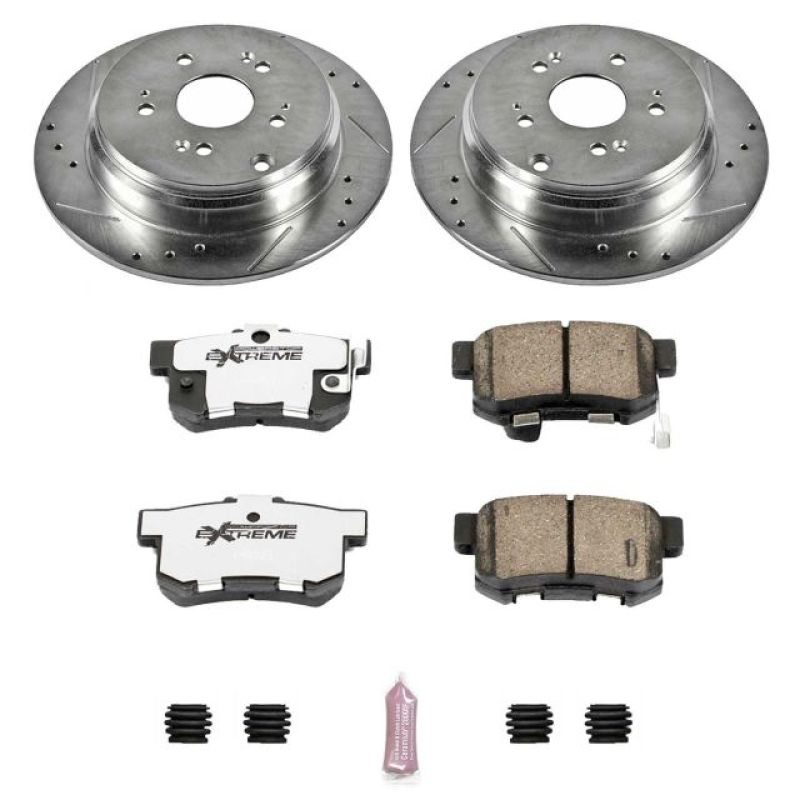 Acura RDX Brake Kit - Rear - PowerStop - Drilled & Slotted Rotors + Carbon-Fiber Ceramic Pads - `07-`09