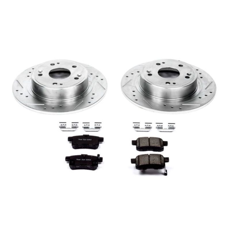 Acura TSX Brake Kit - Rear - PowerStop - Drilled & Slotted Rotors + Carbon-Fiber Ceramic Pads - `09-`10