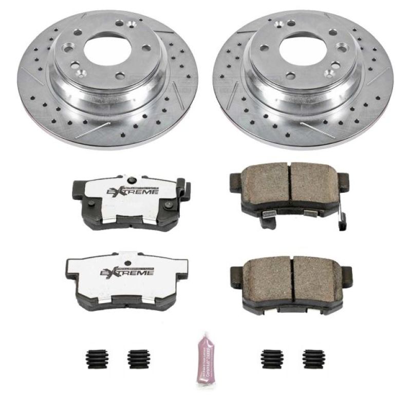 Acura RL Brake Kit - Rear - PowerStop - Drilled & Slotted Rotors + Carbon-Fiber Ceramic Pads - `99-`01
