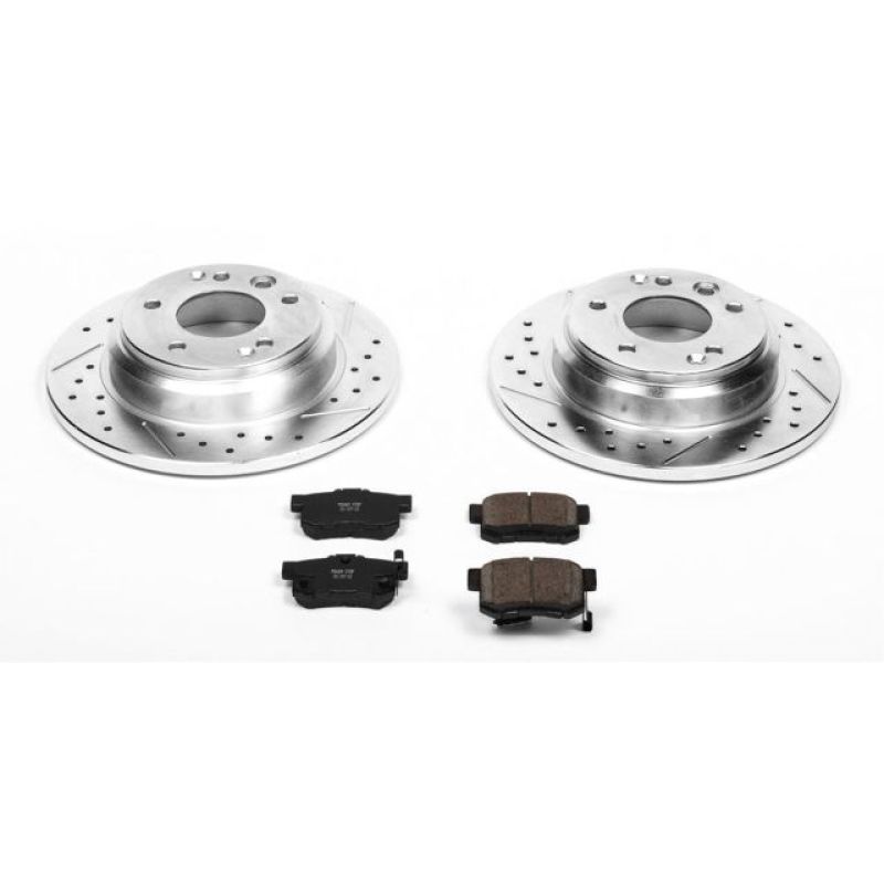 Acura RL Brake Kit - Rear - PowerStop - Drilled & Slotted Rotors + Carbon-Fiber Ceramic Pads - `99-`01