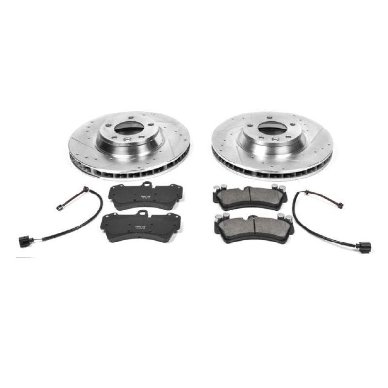 Audi Q7 Brake Kit - Front - PowerStop - Drilled & Slotted Rotors + Carbon-Fiber Ceramic Pads - `07-`15