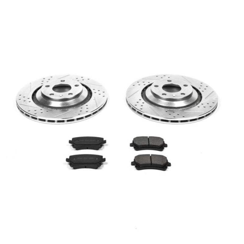 Audi A6 Quattro Brake Kit - Rear - PowerStop - Drilled & Slotted Rotors + Carbon-Fiber Ceramic Pads - `05-`11