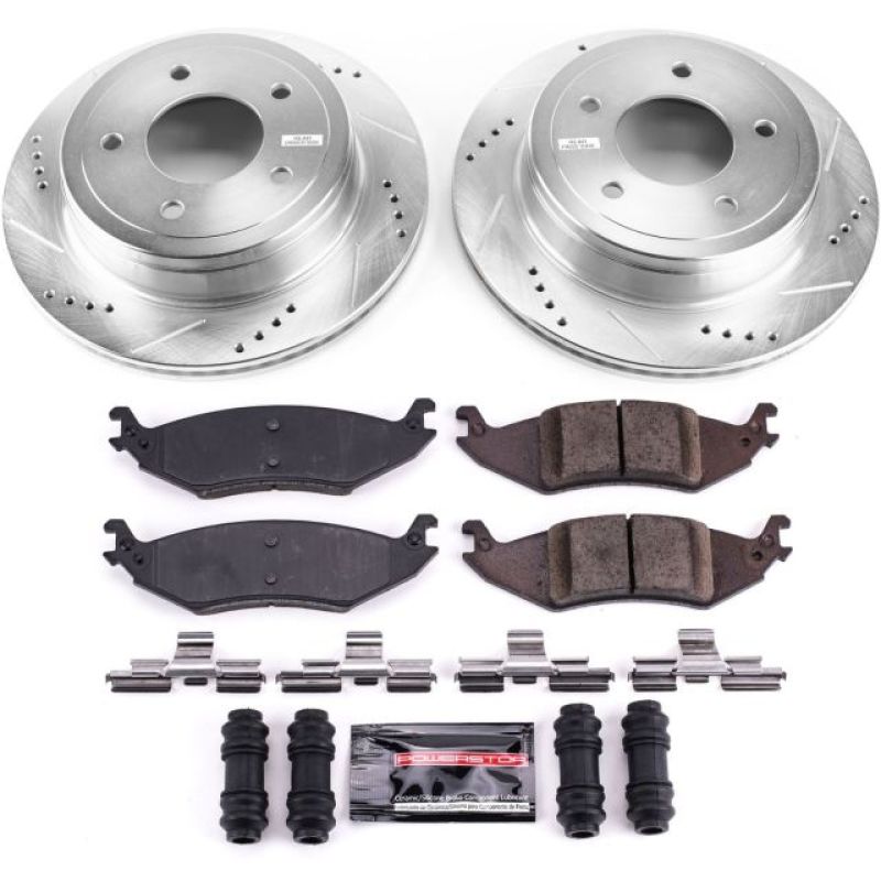 Ford E-150 Brake Kit - Rear - PowerStop - Drilled & Slotted Rotors + Carbon-Fiber Ceramic Pads - `04-`06