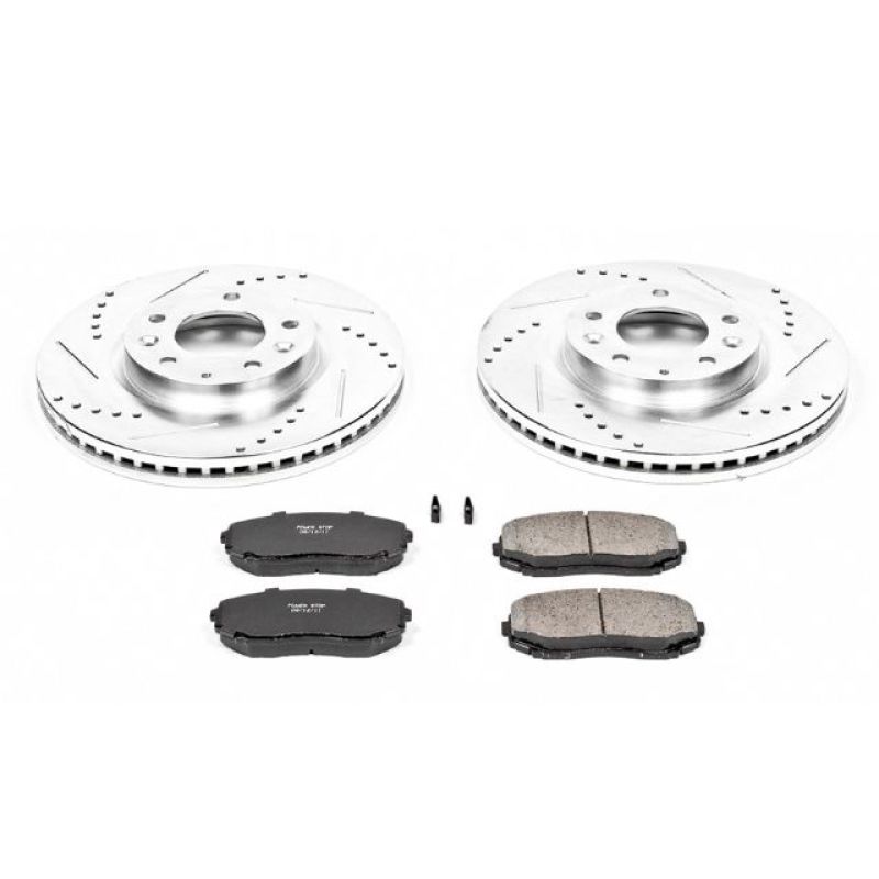 Mazda CX-7 Brake Kit - Front - PowerStop - Drilled & Slotted Rotors + Carbon-Fiber Ceramic Pads - `07-`12