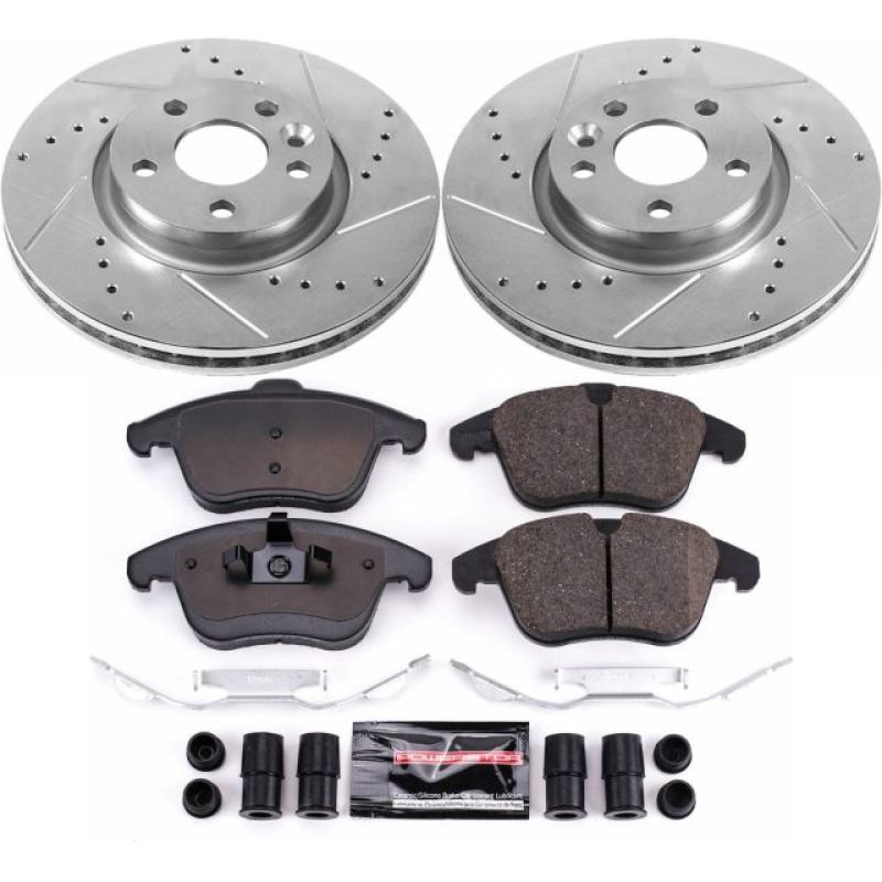 Volvo S60 Brake Kit - Front - PowerStop - Drilled & Slotted Rotors + Carbon-Fiber Ceramic Pads - `15-`18 Volvo S60 Brake Kit - Front - PowerStop - Drilled & Slotted Rotors + Carbon-Fiber Ceramic Pads - `15-`18