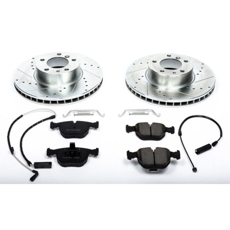 BMW 540i Brake Kit - Front - PowerStop - Drilled & Slotted Rotors + Carbon-Fiber Ceramic Pads - `97-`00