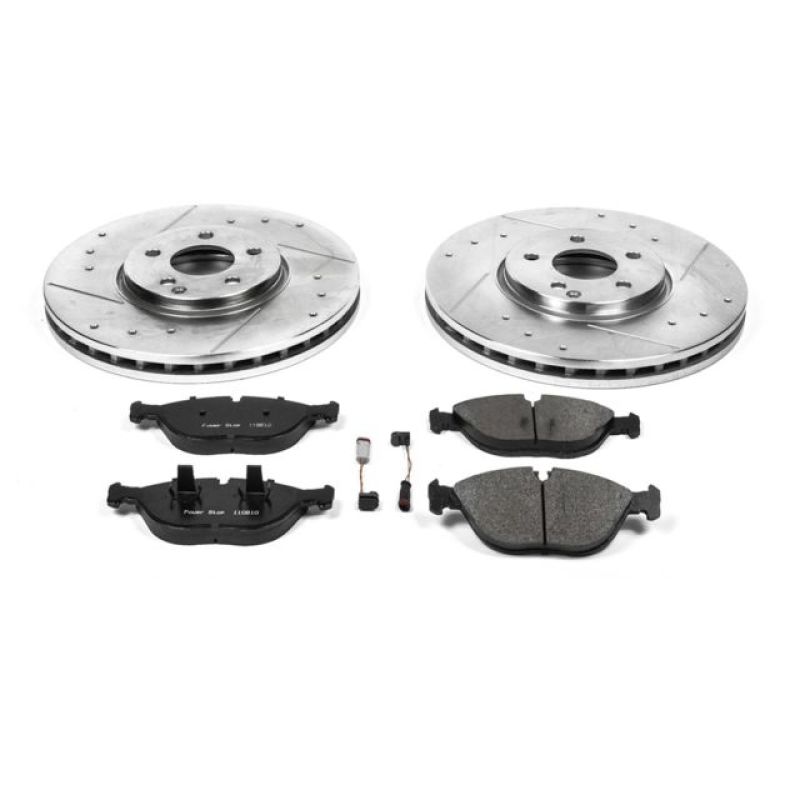 Mercedes-Benz E500 Brake Kit - Front - PowerStop - Drilled & Slotted Rotors + Carbon-Fiber Ceramic Pads - `04-`05