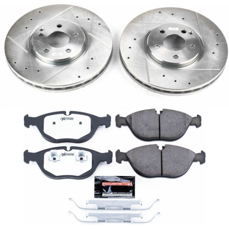 Mercedes-Benz S430 Brake Kit - Front - PowerStop - Drilled & Slotted Rotors + Carbon-Fiber Ceramic Pads - `03-`06