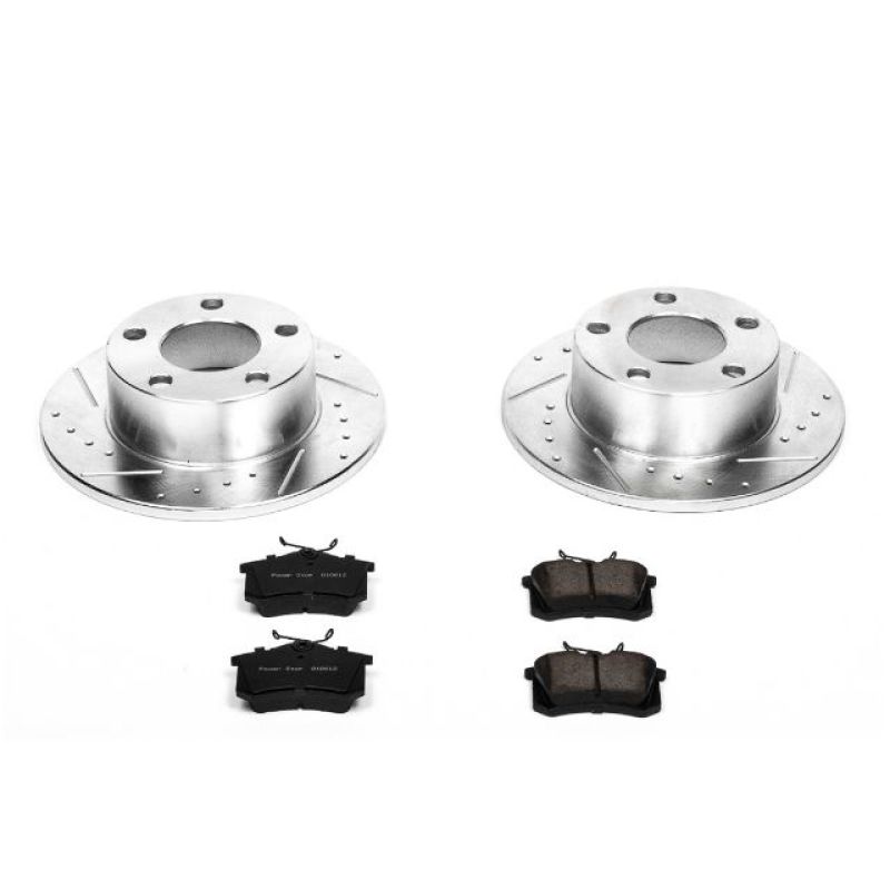 Audi A6 Brake Kit - Rear - PowerStop - Drilled & Slotted Rotors + Carbon-Fiber Ceramic Pads - `98-`04