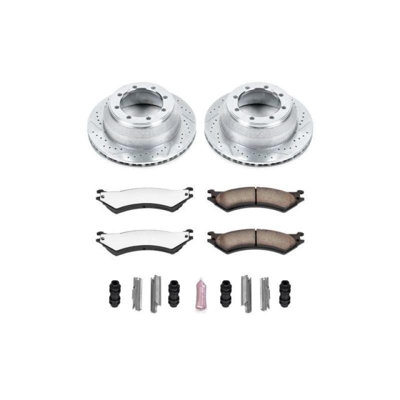 Ford E-350 Club Wagon Brake Kit - Rear - PowerStop - Drilled & Slotted Rotors + Carbon-Fiber Ceramic Pads - `03-`05