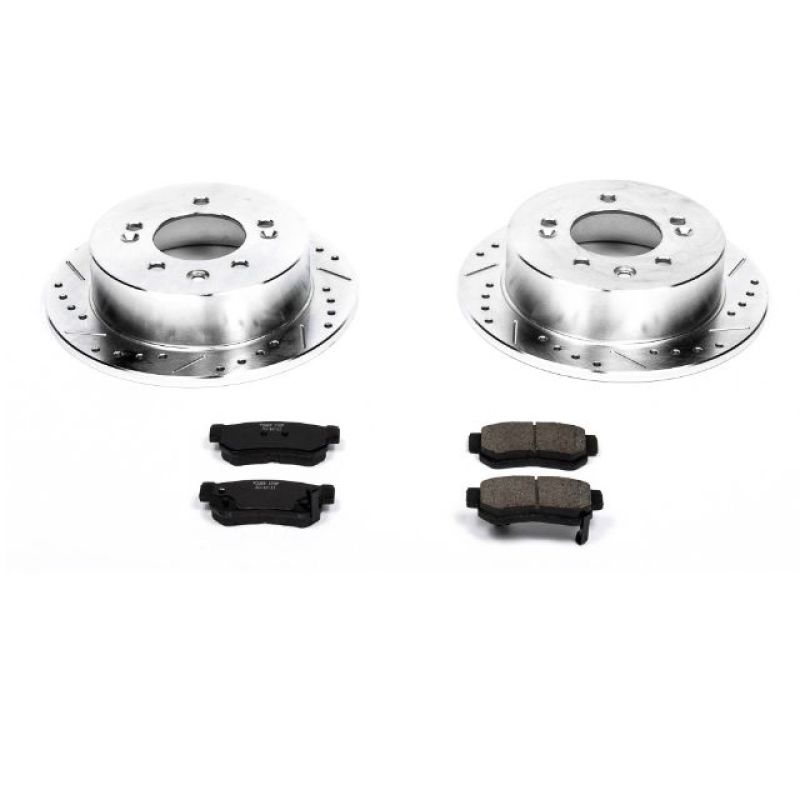 Hyundai Elantra Brake Kit - Rear - PowerStop - Drilled & Slotted Rotors + Carbon-Fiber Ceramic Pads - `07-`10