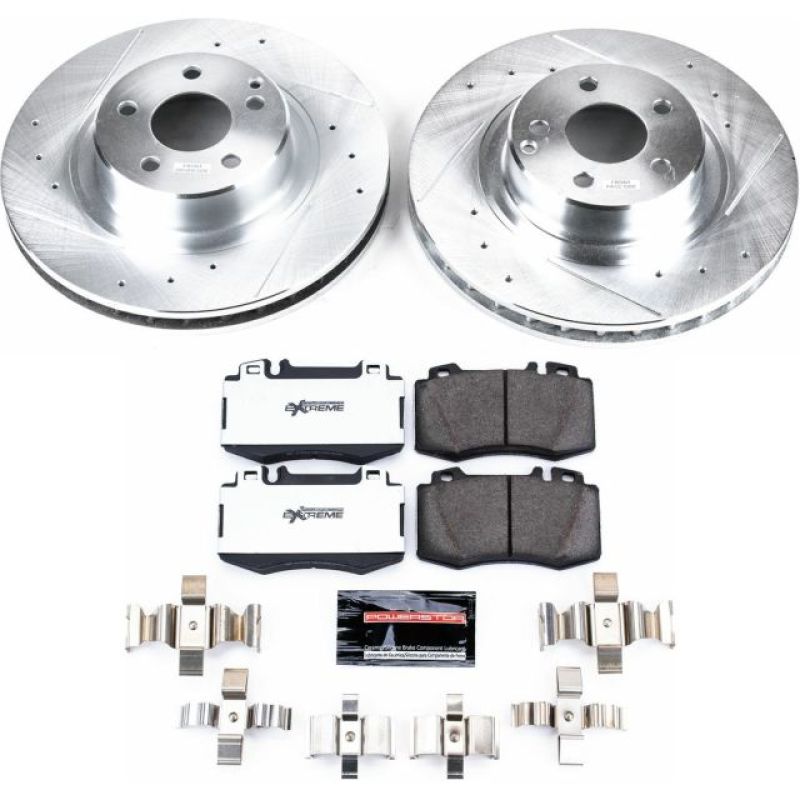 Mercedes-Benz CL500 Brake Kit - Front - PowerStop - Drilled & Slotted Rotors + Carbon-Fiber Ceramic Pads - `00-`03
