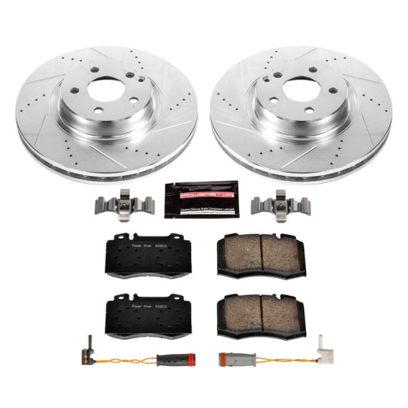 Mercedes-Benz E350 Brake Kit - Front - PowerStop - Drilled & Slotted Rotors + Carbon-Fiber Ceramic Pads - `07-`09