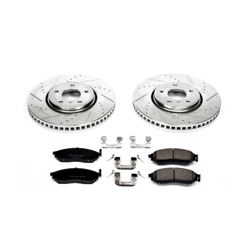 Infiniti FX35 Brake Kit - Front - PowerStop - Drilled & Slotted Rotors + Carbon-Fiber Ceramic Pads - `05-`12