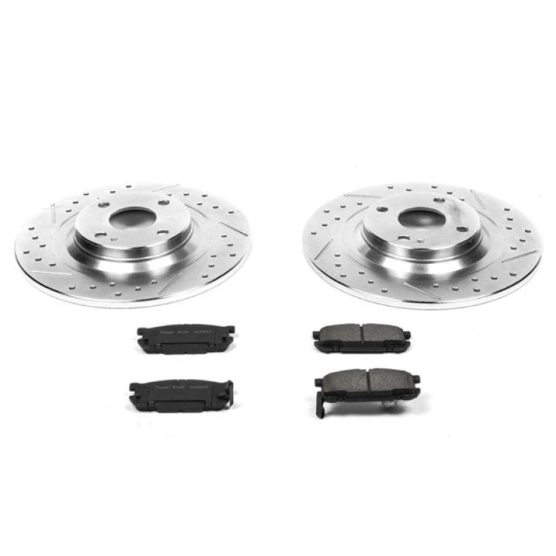 Mazda Miata Brake Kit - Rear - PowerStop - Drilled & Slotted Rotors + Carbon-Fiber Ceramic Pads - `01-`05