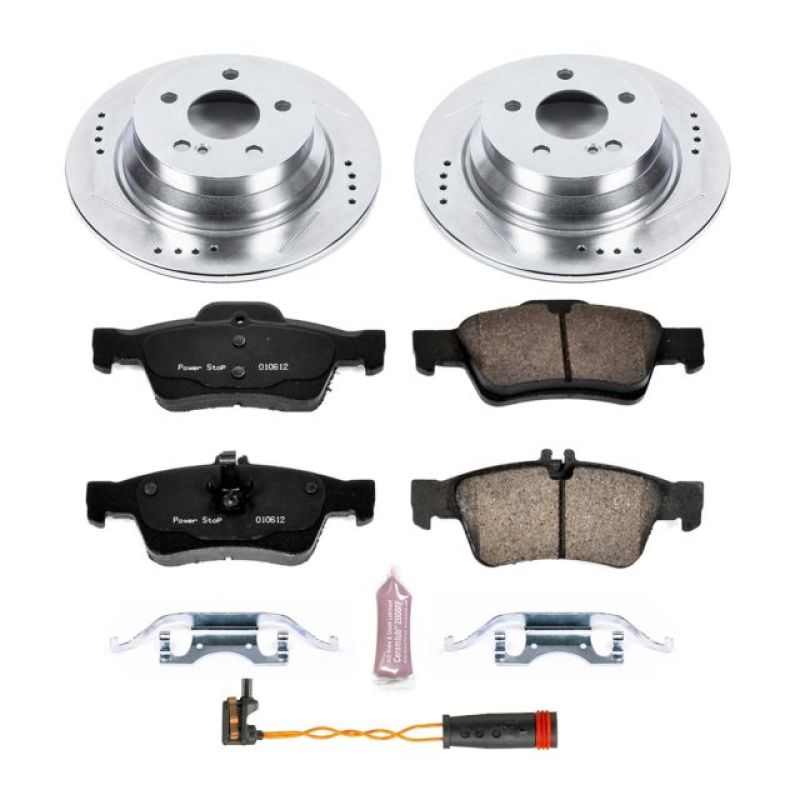 Mercedes-Benz E320 Brake Kit - Rear - PowerStop - Z23 Evolution Sport + Drilled & Slotted Rotors + Carbon-Fiber Ceramic Pads - `03-`09