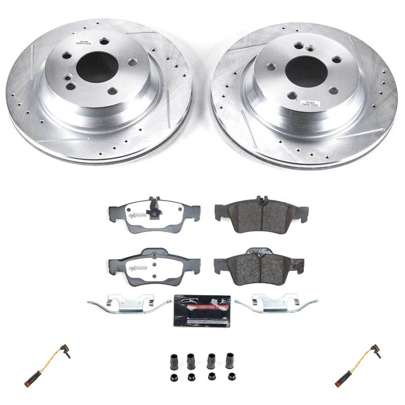 Mercedes-Benz E350 Brake Kit - Rear - PowerStop - Drilled & Slotted Rotors + Carbon-Fiber Ceramic Pads - `06-`09