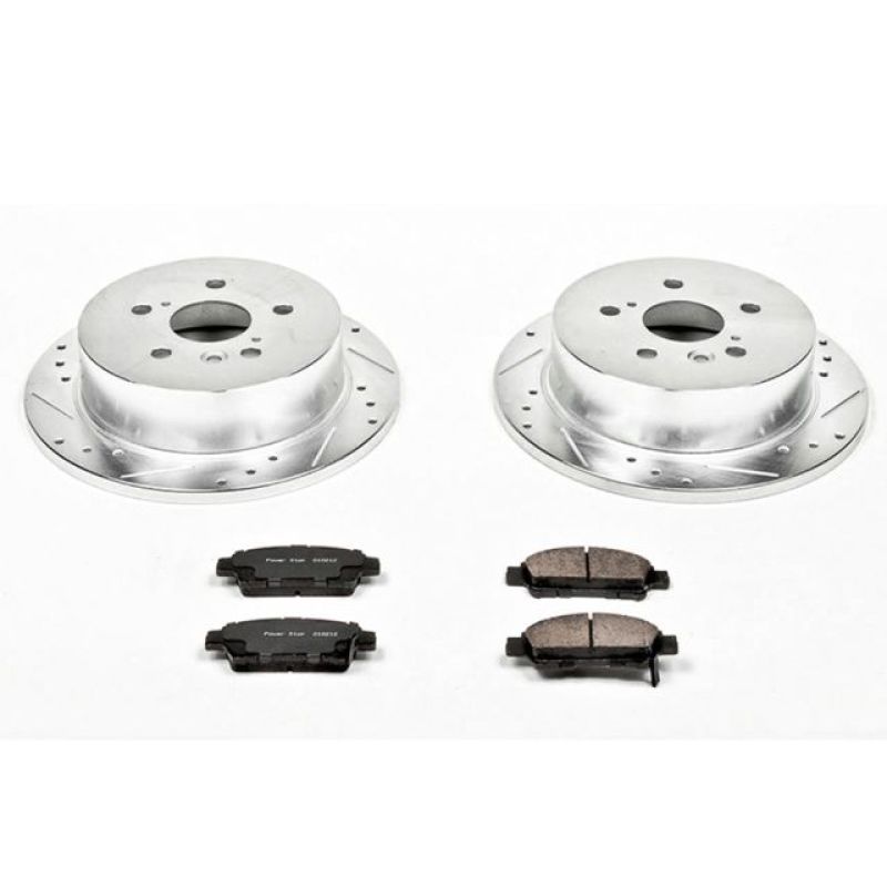 Toyota Sienna Brake Kit - Rear - PowerStop - Drilled & Slotted Rotors + Carbon-Fiber Ceramic Pads - `04-`10