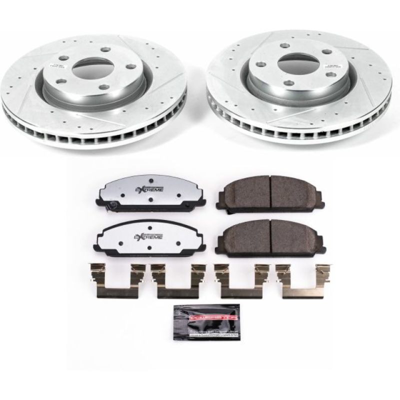 Pontiac G8 Brake Kit - Front - PowerStop - Drilled & Slotted Rotors + Carbon-Fiber Ceramic Pads - `08-`09 Pontiac G8 Brake Kit - Front - PowerStop - Drilled & Slotted Rotors + Carbon-Fiber Ceramic Pads - `08-`09