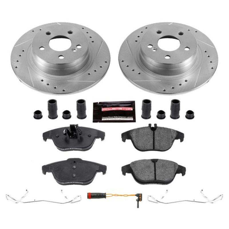 Mercedes-Benz C250 Brake Kit - Rear - PowerStop - Drilled & Slotted Rotors + Carbon-Fiber Ceramic Pads - `12-`15