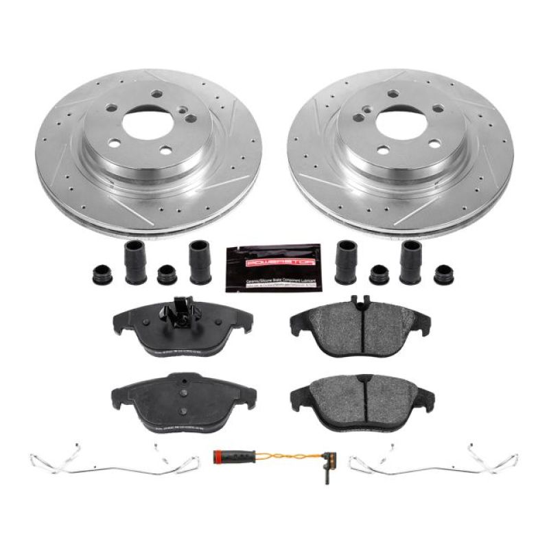 Mercedes-Benz C250 Brake Kit - Rear - PowerStop - Z23 Evolution Sport Kit - Drilled & Slotted Rotors + Carbon-Fiber Ceramic Pads - `12-`15