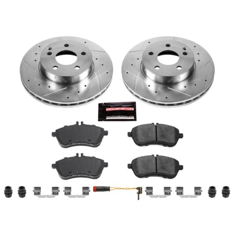 Mercedes-Benz C250 Brake Kit - Front - PowerStop - Drilled & Slotted Rotors + Carbon-Fiber Ceramic Pads - `12-`15