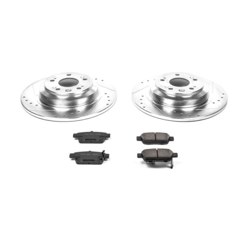 Acura TL Brake Kit - Rear - PowerStop - Drilled & Slotted Rotors + Carbon-Fiber Ceramic Pads - `09-`14