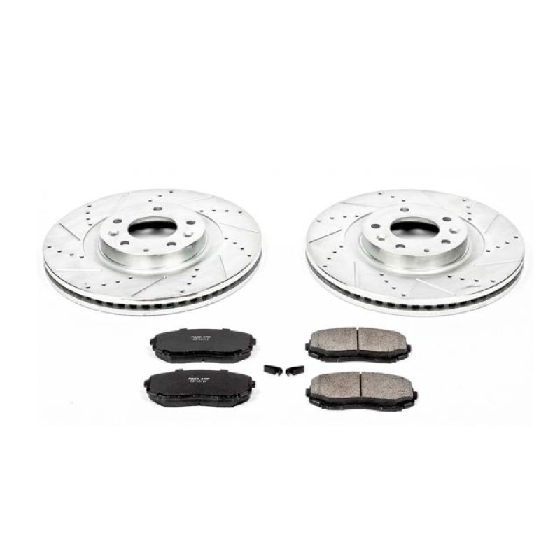 Mazda CX-9 Brake Kit - Front - PowerStop - Drilled & Slotted Rotors + Carbon-Fiber Ceramic Pads - `07-`15