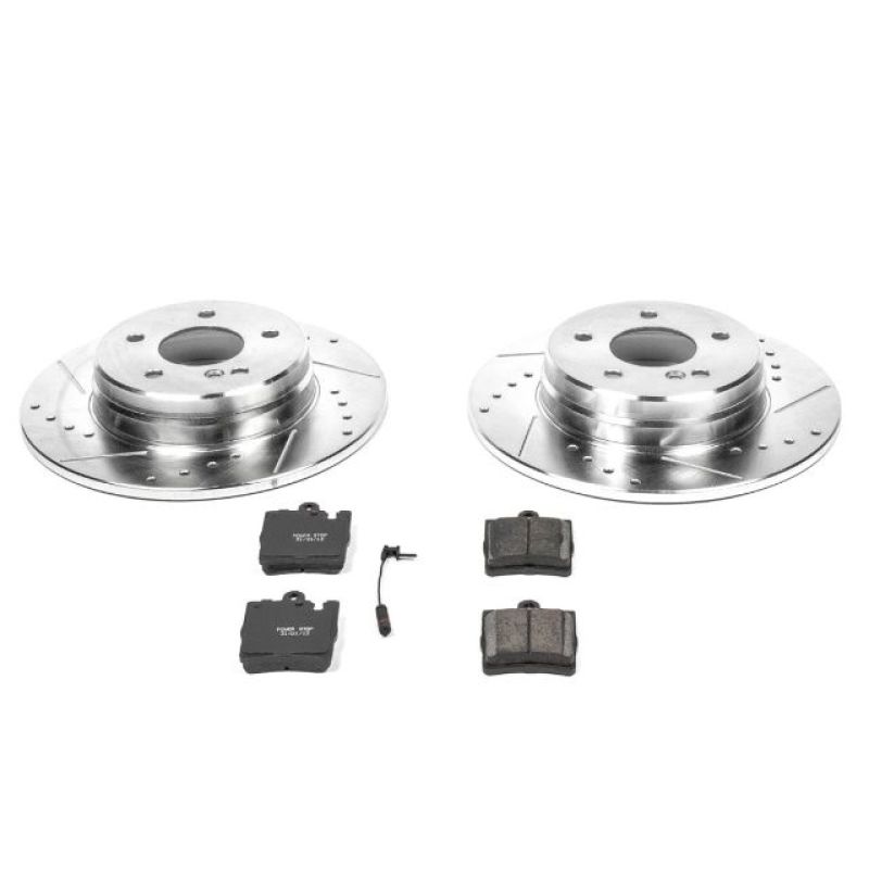 Mercedes-Benz C240 Brake Kit - Rear - PowerStop - Drilled & Slotted Rotors + Carbon-Fiber Ceramic Pads - `03-`05