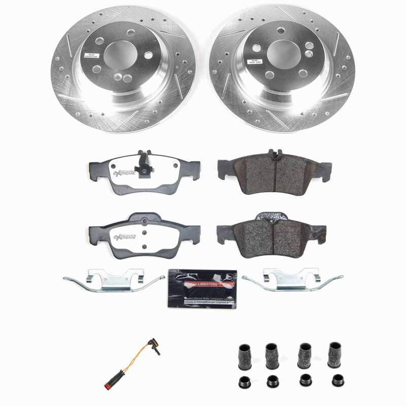 Mercedes-Benz CL500 Brake Kit - Rear - PowerStop - Z26 Street Warrior Kit: Drilled & Slotted Rotors + Carbon-Fiber Ceramic Pads - `03-`06