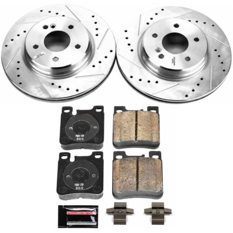 Mercedes-Benz C32 AMG Brake Kit - Rear - PowerStop - Drilled & Slotted Rotors + Carbon-Fiber Ceramic Pads - `02-`04