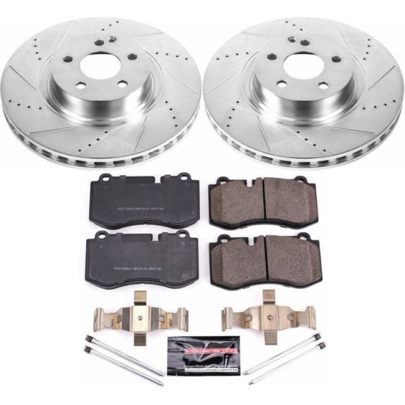 Mercedes-Benz CL550 Brake Kit - Front - PowerStop - Drilled & Slotted Rotors + Carbon-Fiber Ceramic Pads - `07-`08