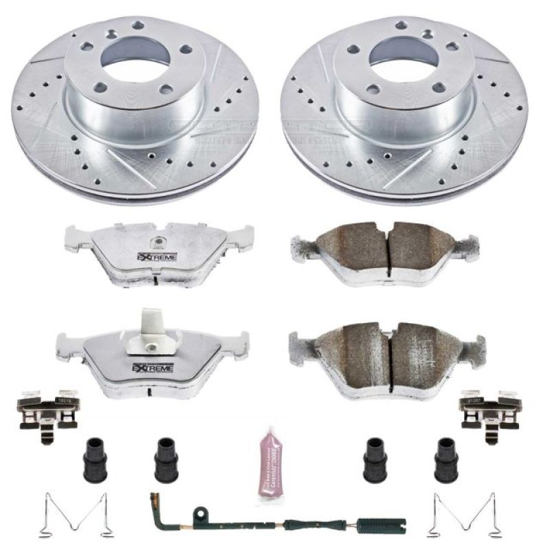 BMW 525i Brake Kit - Front - PowerStop - Drilled & Slotted Rotors + Carbon-Fiber Ceramic Pads - `01-`03