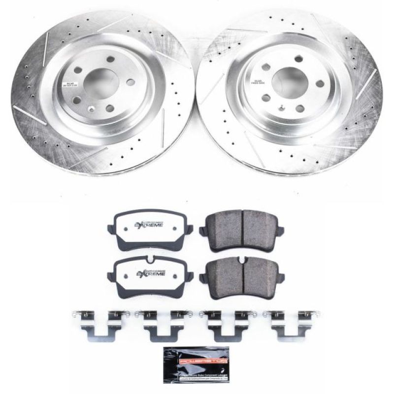 Audi A7 Quattro Brake Kit - Rear - PowerStop - Drilled & Slotted Rotors + Carbon-Fiber Ceramic Pads - `16-`18