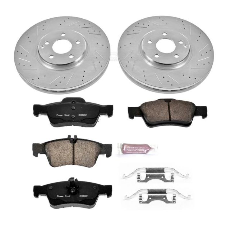 Mercedes-Benz CLS400 Brake Kit - Rear - PowerStop - Drilled & Slotted Rotors + Carbon-Fiber Ceramic Pads - `15-`17